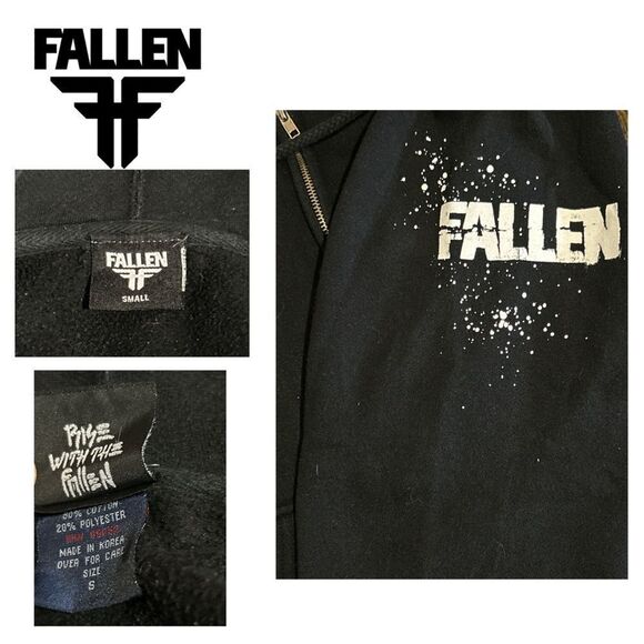 Fallen Black Zip Up Hoodie - Size S‎ - Picture 3 of 3
